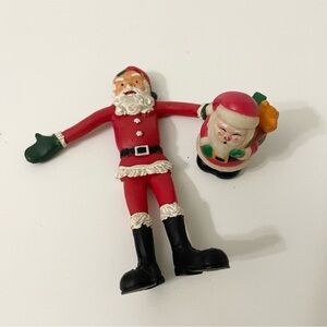 Vintage Santa Claus Bendy Figure and 1984 Santa Pencil Topper